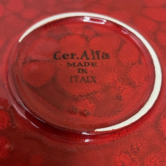 Vintage | Cer.Alte Made in Italy Red Ceramic Pie Dish Scalloped Edge - Picture 2 of 5